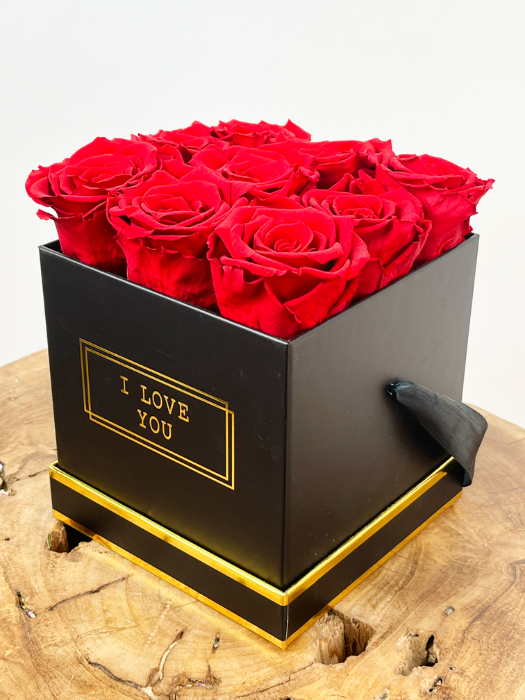 Coffret de roses Luxury Longlife - 9 roses 'red'