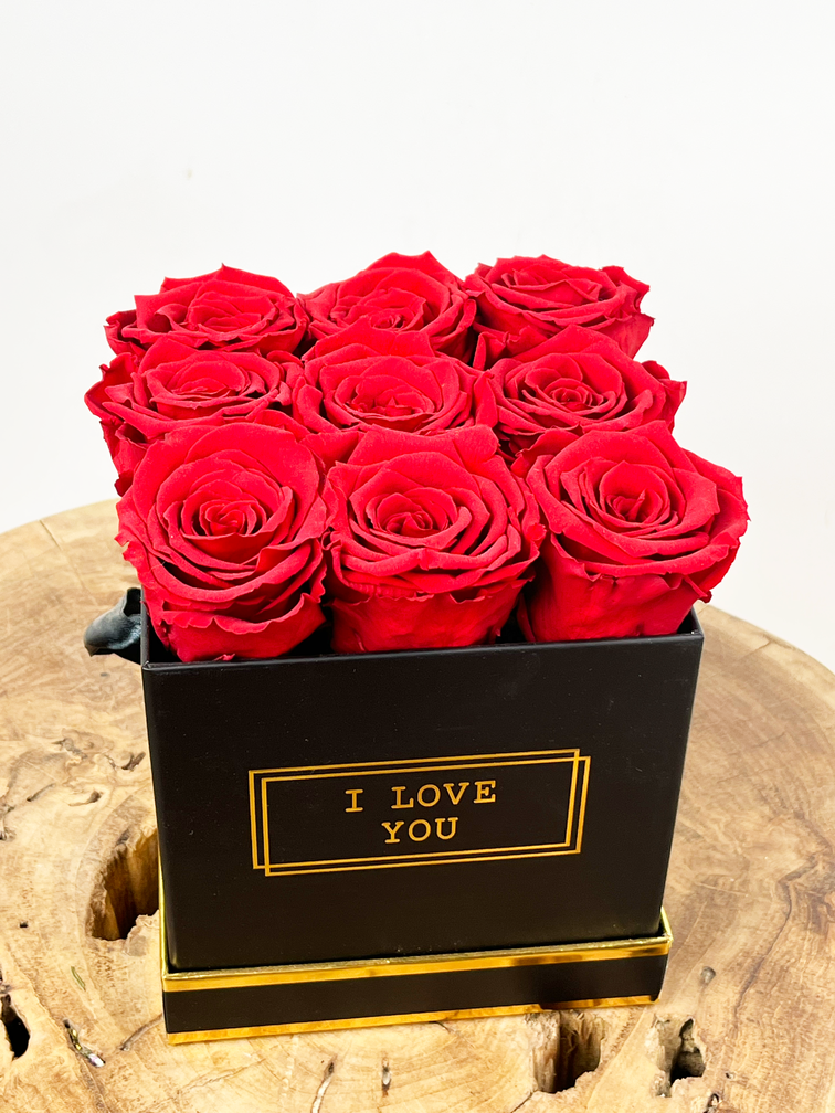 Scatola di rose di lusso Longlife - 9 rose rosse