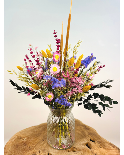 Bouquet secco "The Happiness Bouquet" - vaso incluso | 35cm