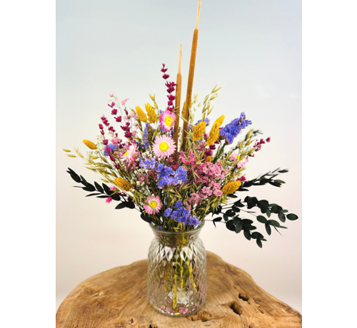 Dry flower bouquet "The Happiness Bouquet" - including transparent vase | 35cm