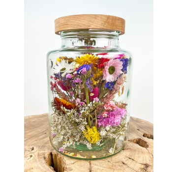 "Eco" pot en verre avec des fleurs séchées (teintées) | ⌀15.5xH25cm.