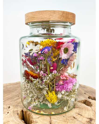 "Eco" pot en verre avec des fleurs séchées (teintées) | ⌀15.5xH25cm.