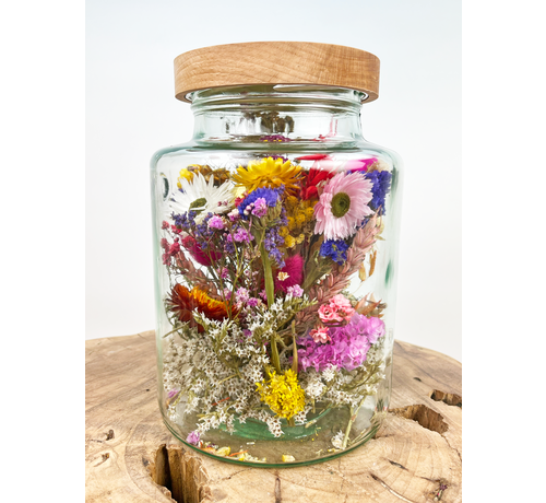 "Eco" bocal en verre avec fleurs séchées (peint) | ⌀15.5xH25cm - Copie.