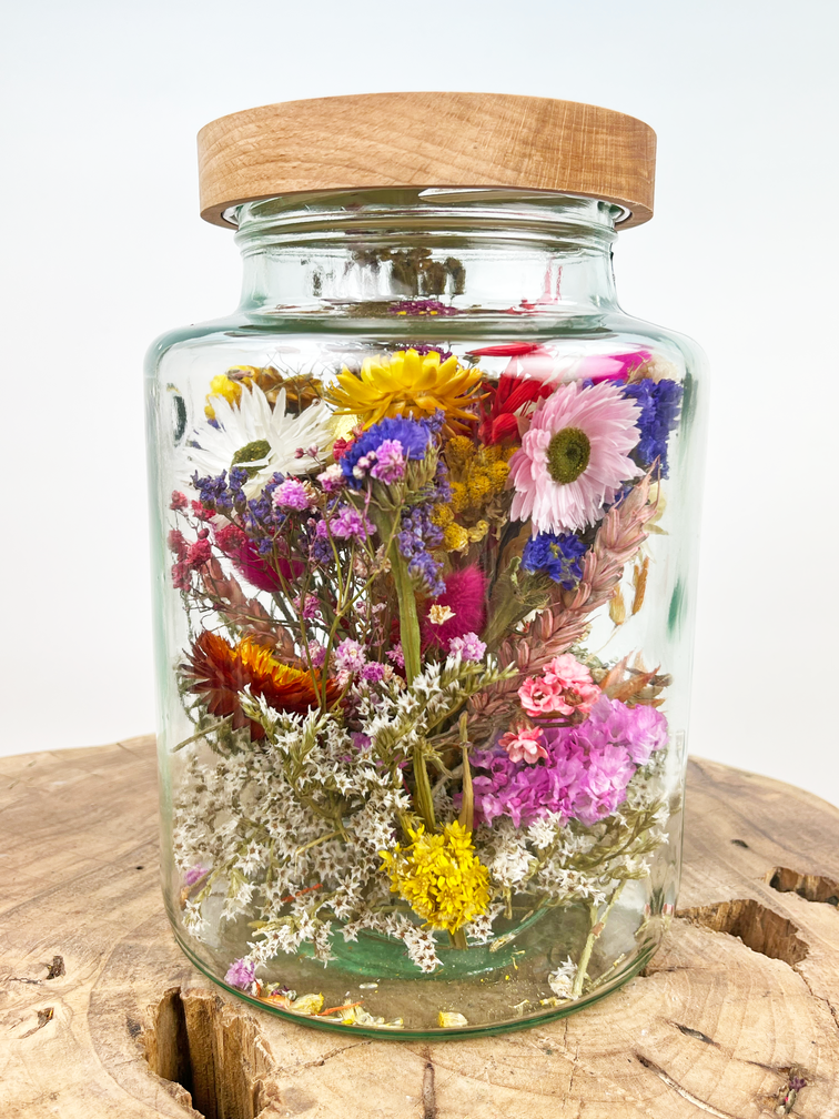 "Eco" bocal en verre avec fleurs séchées (peint) | ⌀15.5xH25cm - Copie.