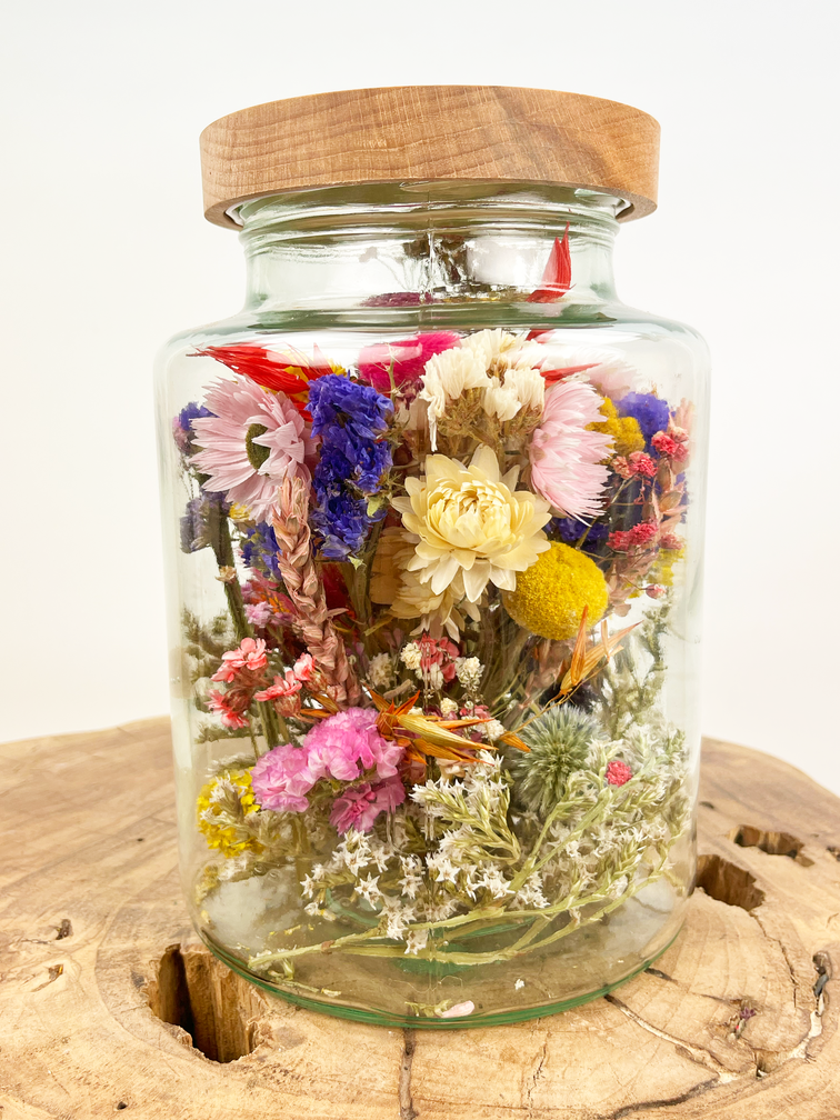 "Eco" bocal en verre avec fleurs séchées (peint) | ⌀15.5xH25cm - Copie.