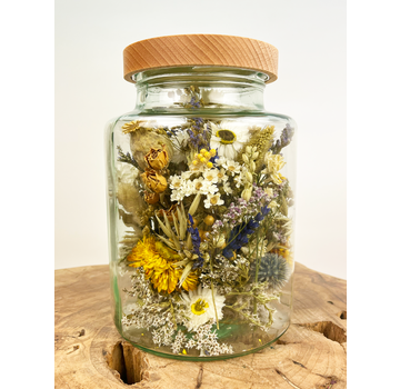 "Eco" tarro de cristal con flores secas (natural) | ⌀15,5xH25cm
