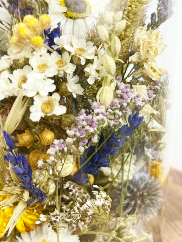 "Eco" tarro de cristal con flores secas (natural) | ⌀15,5xH25cm