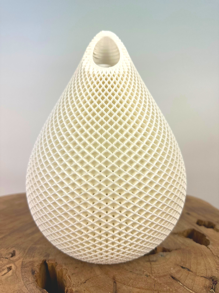 Biały wazon z nadrukiem 3D "krople deszczu" ⌀15xH21cm