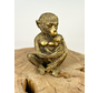 Singe doré avec son petit 13x9x15cm