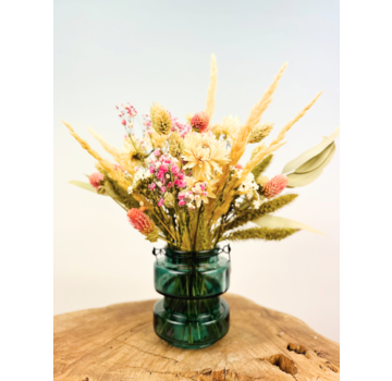 Mini bouquet séché 'Pink Bliss' - incl. vase | 25cm