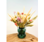 Mini bouquet séché 'Pink Bliss' - avec vase vert | 25cm