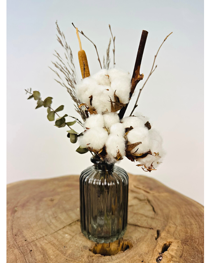 Bouquet de fleurs séchées - "Bombacio small" - incl. vase | 25cm