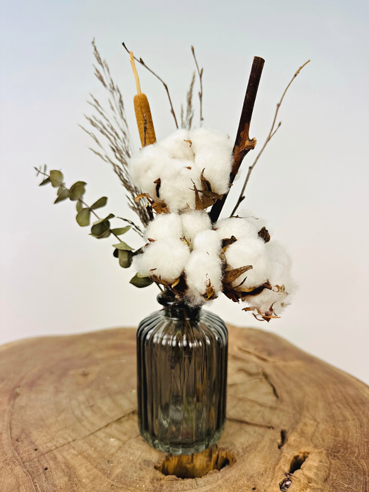 Bouquet de fleurs séchées - "Bombacio small" - incl. vase | 25cm