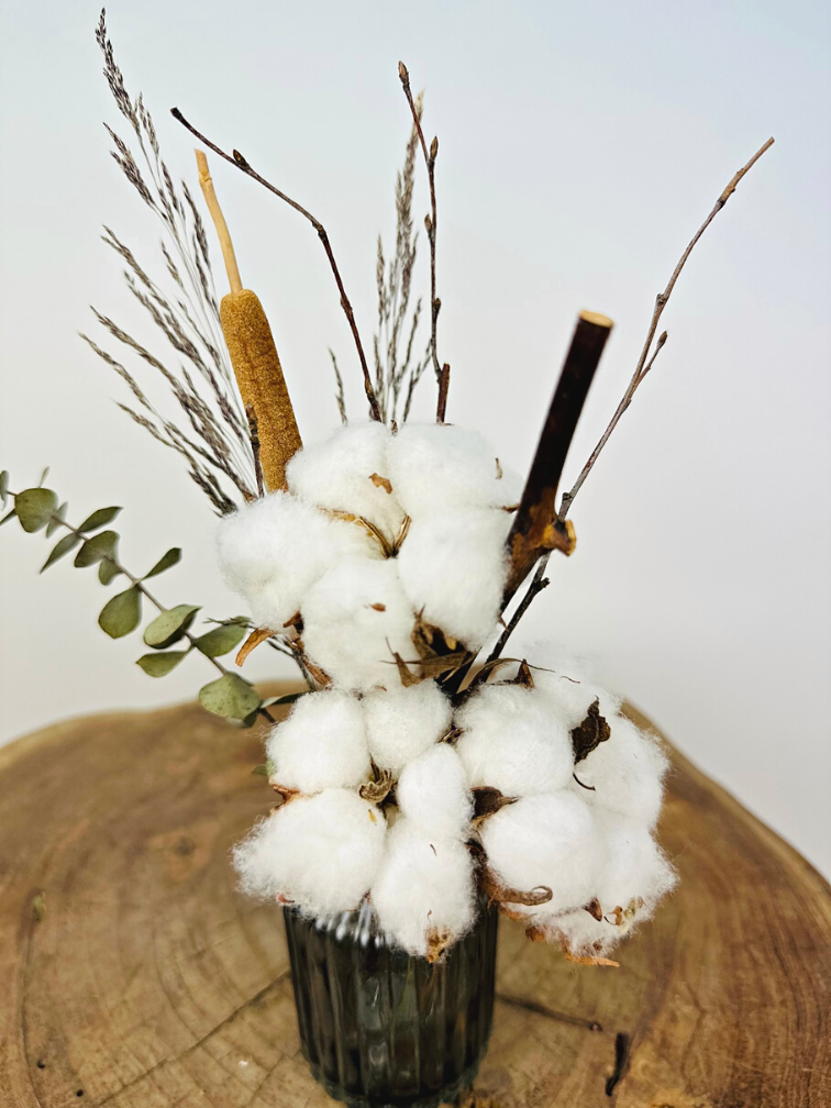 Mini dried bouquet "Bombacio small" - incl. grey vase | 25cm