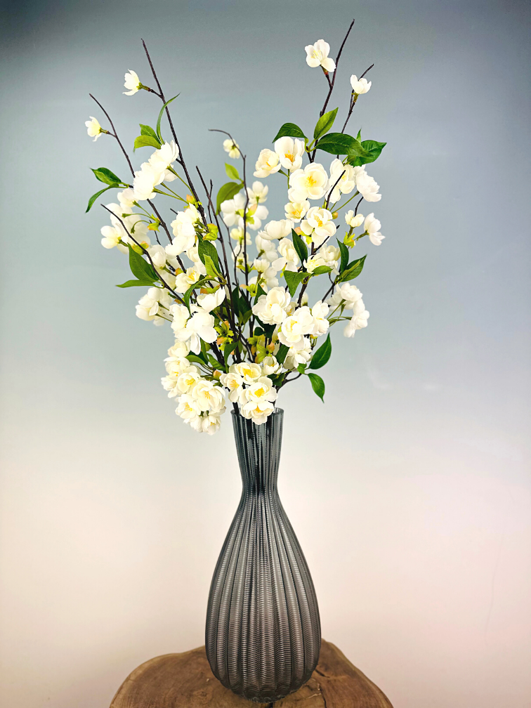 Ramo de seda "Flor de melocotón" - incluye elegante jarrón | 80cm
