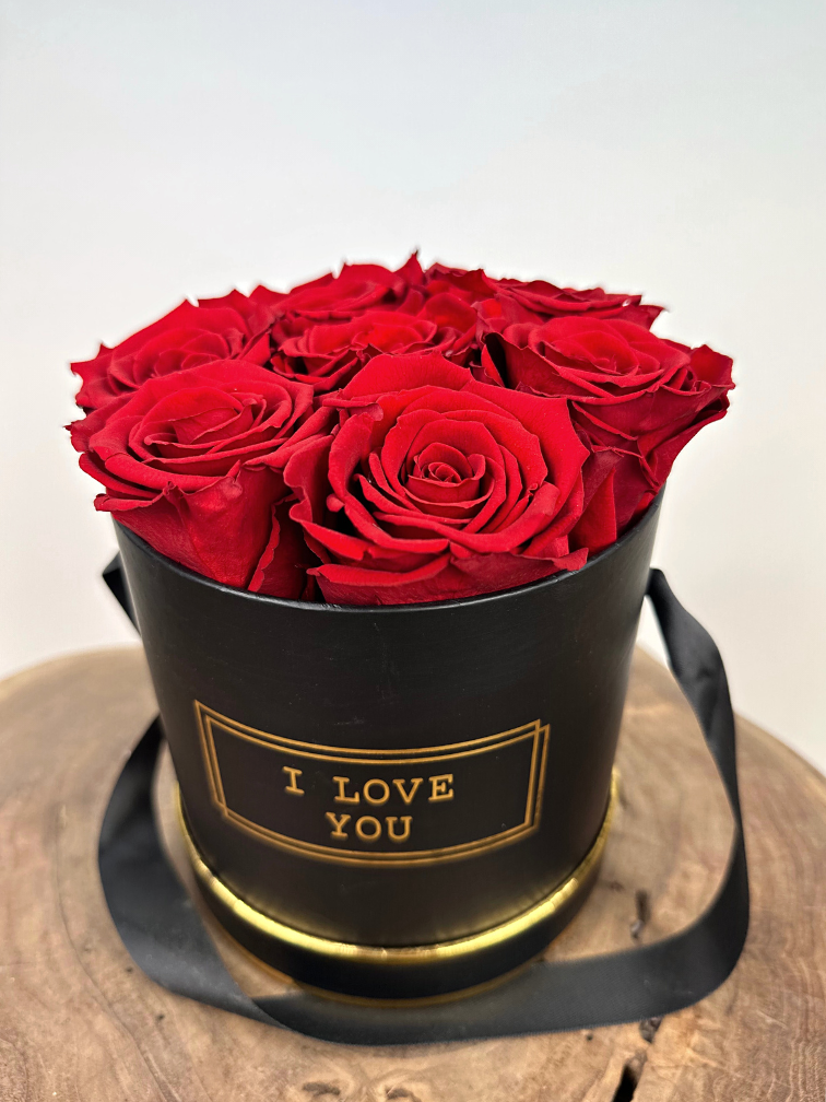 Luxury "I Love You" Rose Box (with 7 longlife roses) - "red"
