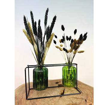 Set décoratif de fleurs sèches - vert/noir | ⌀22x30cm