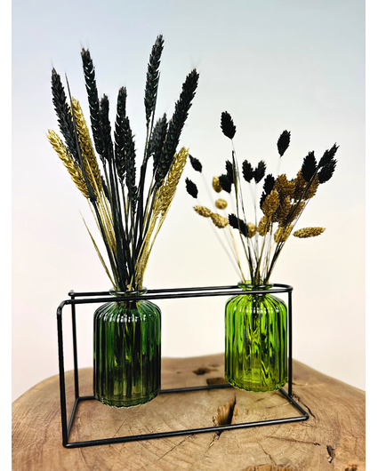 Set décoratif de fleurs sèches - vert/noir | ⌀22x30cm