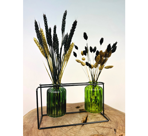 Set décoratif de fleurs sèches - vert/noir | ⌀22x30cm