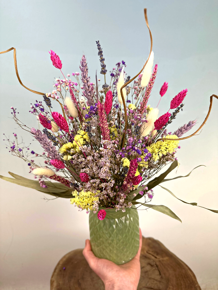 Ramo de flores secas "Perla de Jade" | 40cm - incluye jarrón