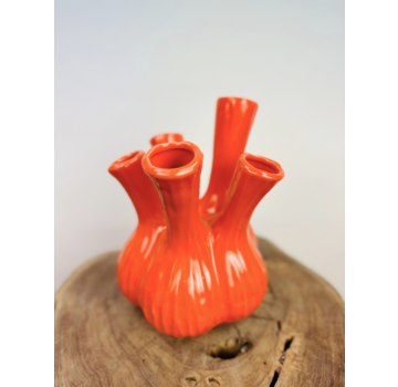 Vaso a tulipano di tendenza "arancione lucido" | ø 20xH25cm
