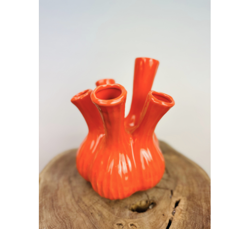 Vaso a tulipano di tendenza "arancione lucido" | ø 20xH25cm
