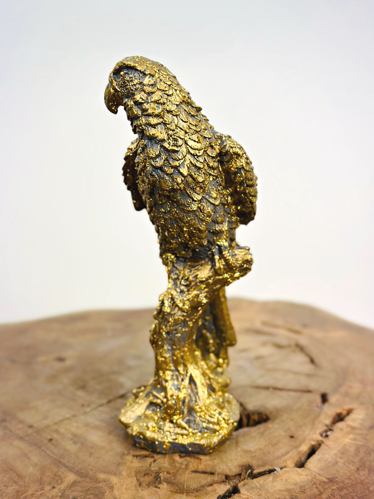 Perroquet" doré (polystone) | 11x7.5x20cm