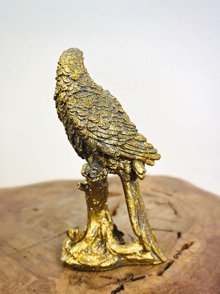 Perroquet" doré (polystone) | 11x7.5x20cm