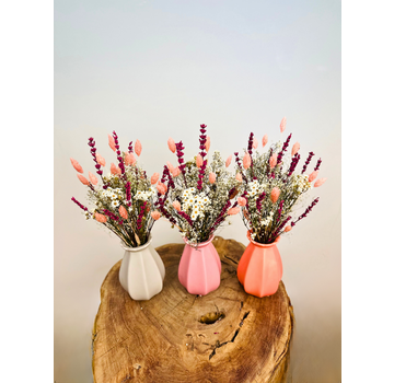 Ramo de flores secas "Rosas de Ensueño" con jarrón incluido | 30cm