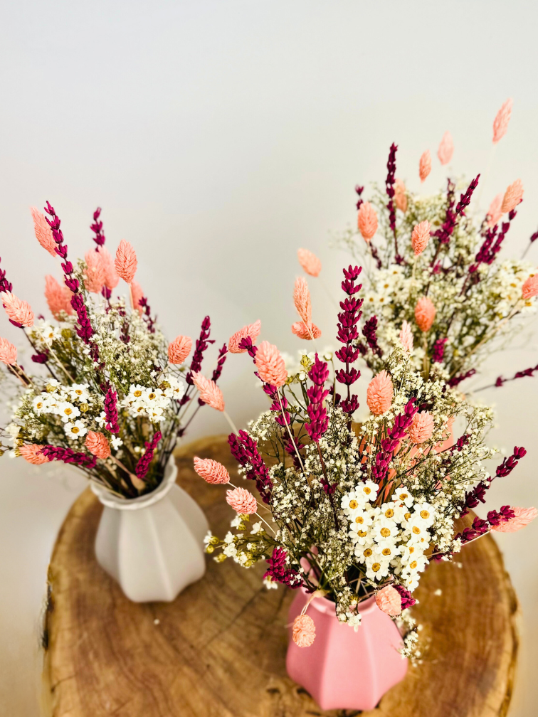 Trockenblumenstrauß "Verträumter Rosa " inklusive Vase | 30cm