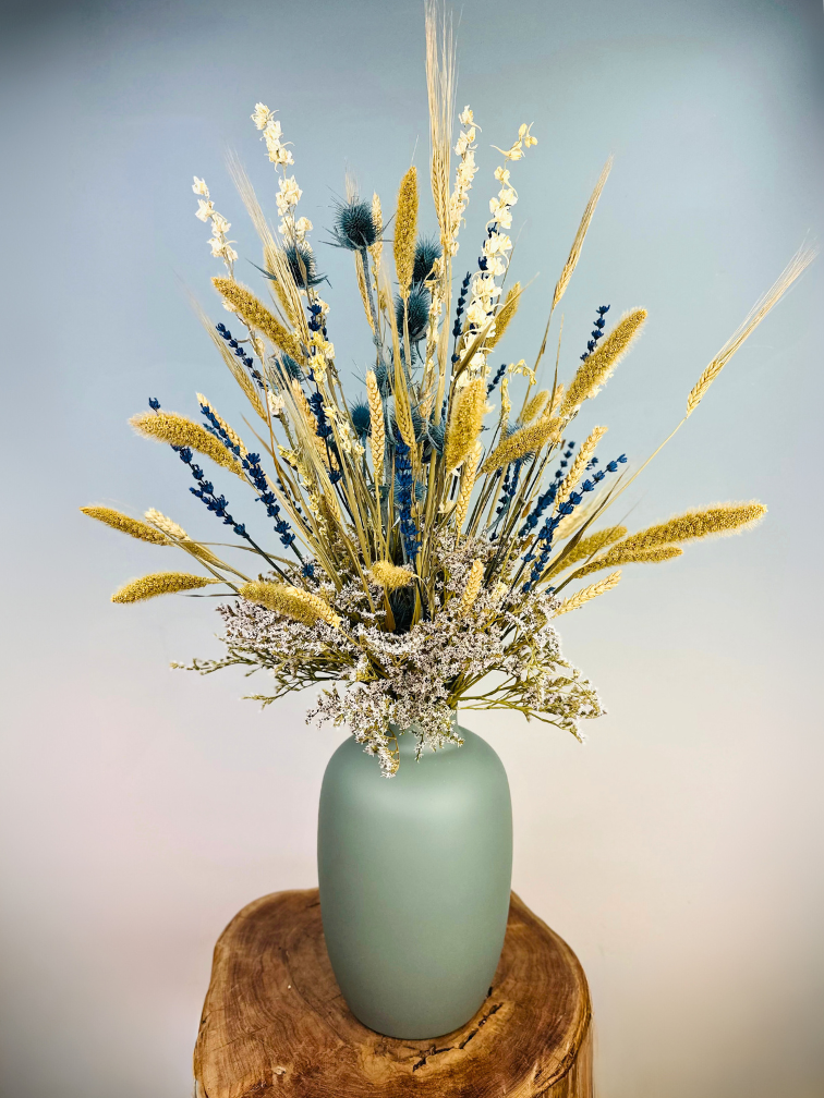 Bukiet suszonych kwiatów "Frozen Blue" - lodowy błękit | 70cm