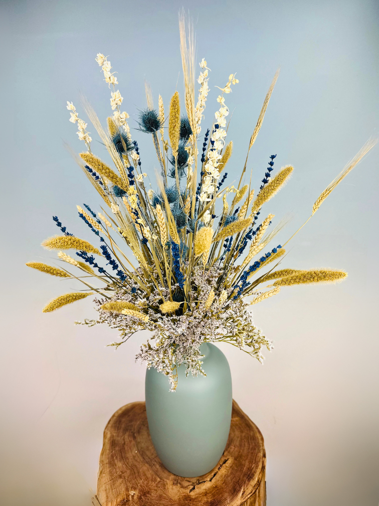 Bukiet suszonych kwiatów "Frozen Blue" - lodowy błękit | 70cm