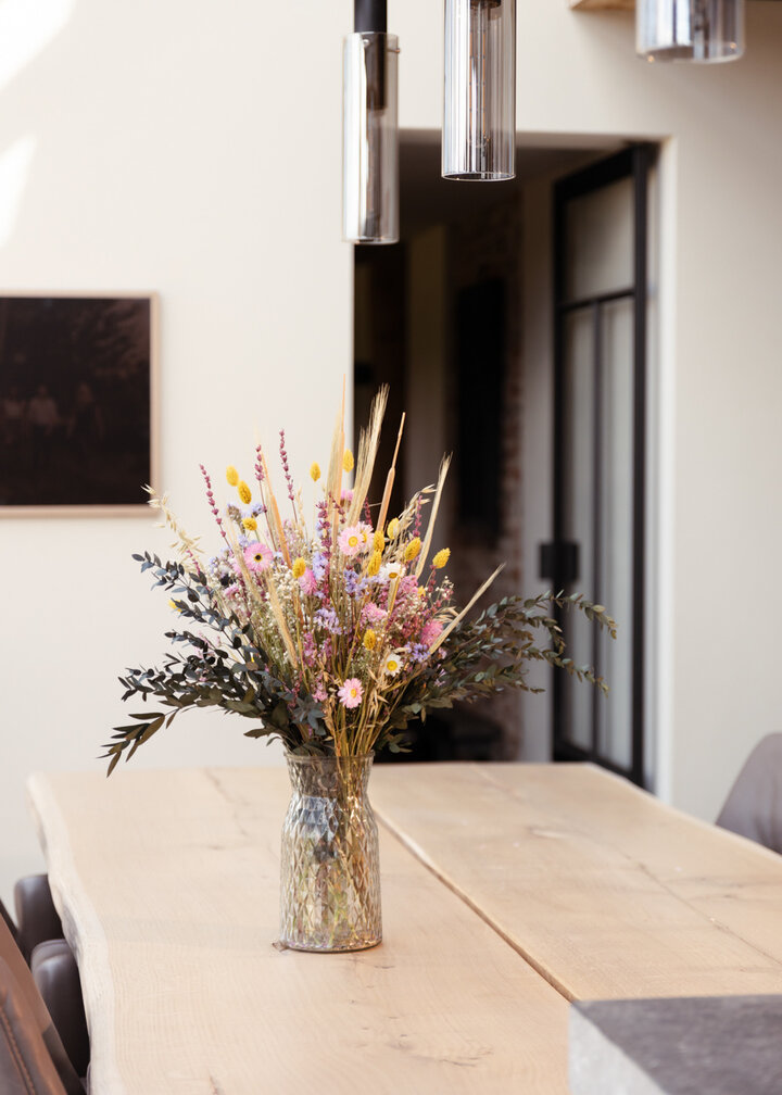 Dry flower bouquet "The Happiness Bouquet" - including transparent vase | 35cm