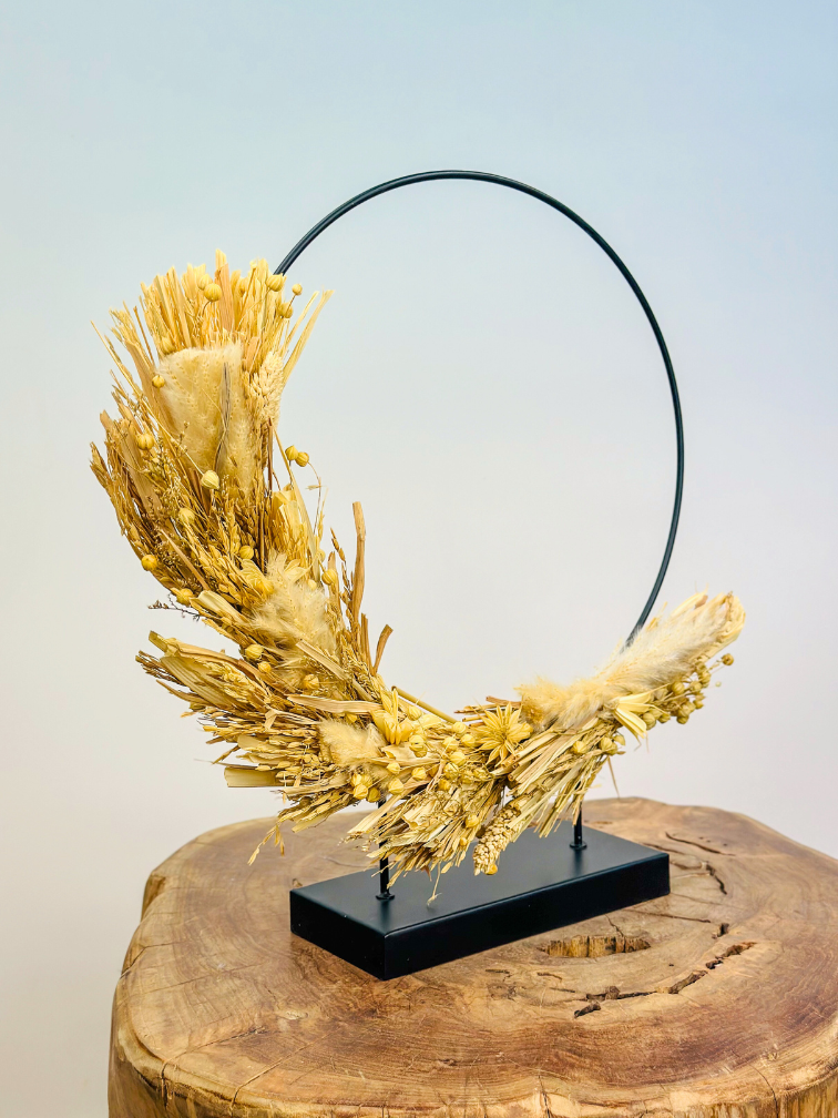 Anneau décoratif avec des fleurs séchées | 34x8x36 cm