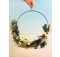 Decorative ring with dried flowers and pendant | black/white | 42cm