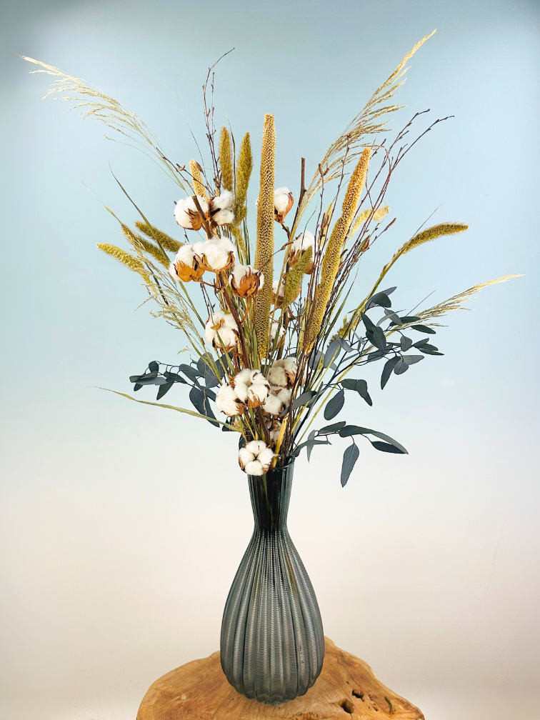 Bouquet di fiori secchi "Bombacio" - grigio | 85cm