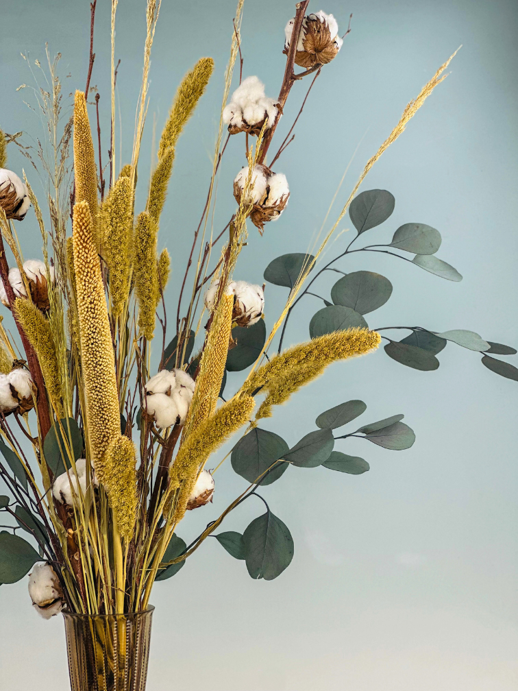 Bouquet di fiori secchi "Bombacio" - beige | 85cm