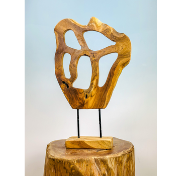 Teakstaty på stativ | 34x10x58cm | Teakstaty på stativ | 34x10x58cm