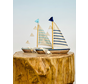 Barche a vela in legno (2 pezzi) | 22,5x5x23cm