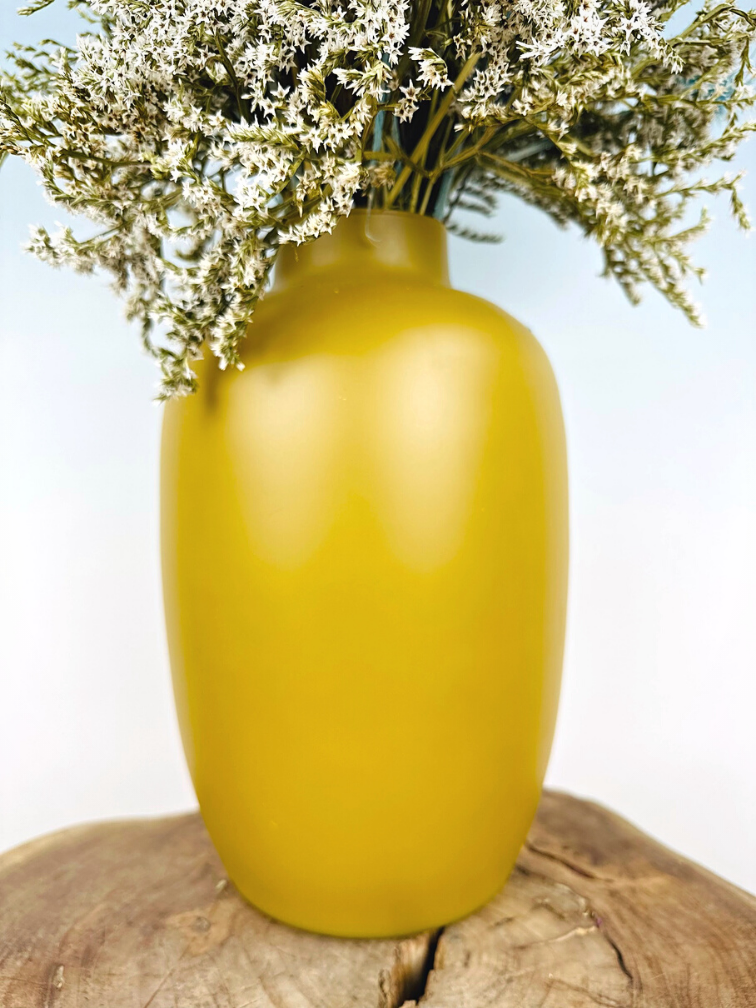 Bouquet de fleurs séchées "Frozen Blue" - jaune ocre | 70cm