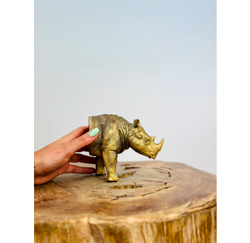 Scultura da parete Rinoceronte - oro - | 7x11x13 cm |.
