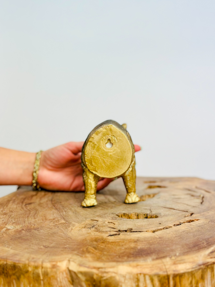 Wandskulptur Nashorn - Gold - (Polyresin) | 7x11x13 cm |.