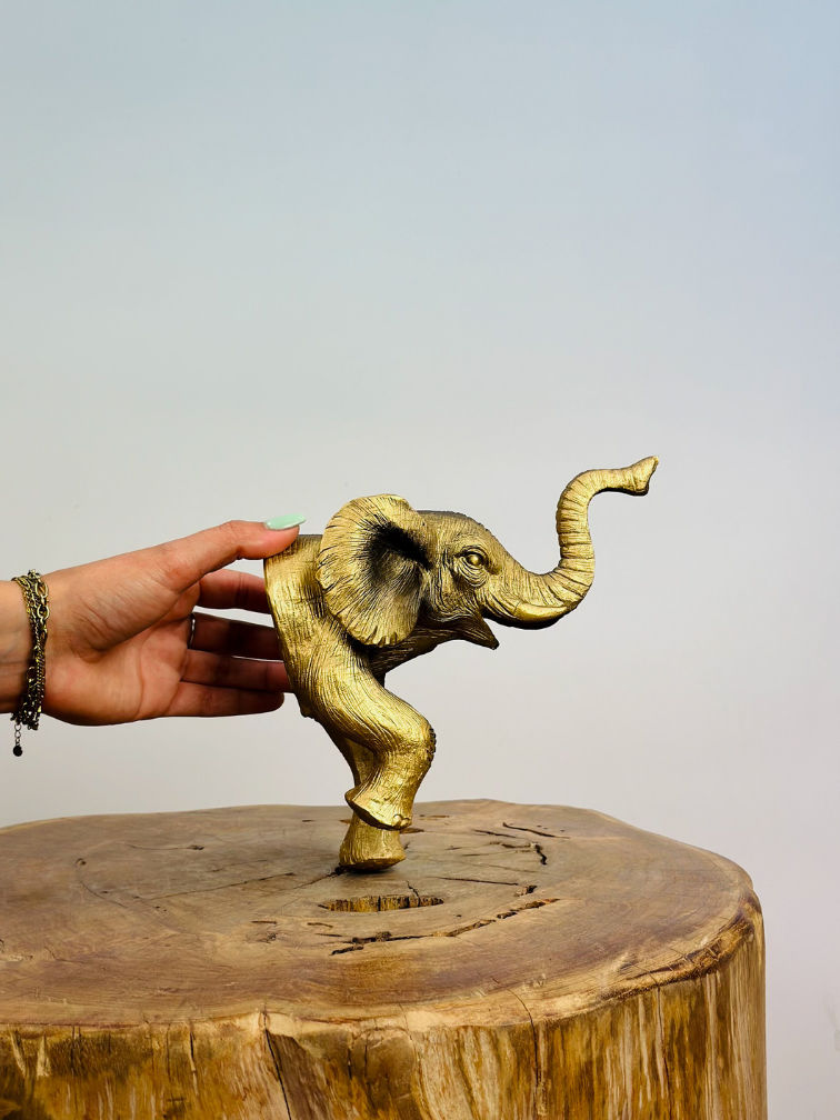 Rzeźba ścienna Słoń - złoty - (polyresin) | 9x18x16 cm |.