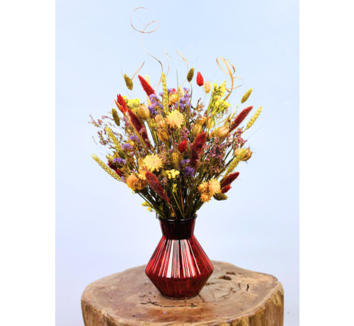 Ramo de flores secas "Campo de flores feliz" Incl. jarrón | 45cm