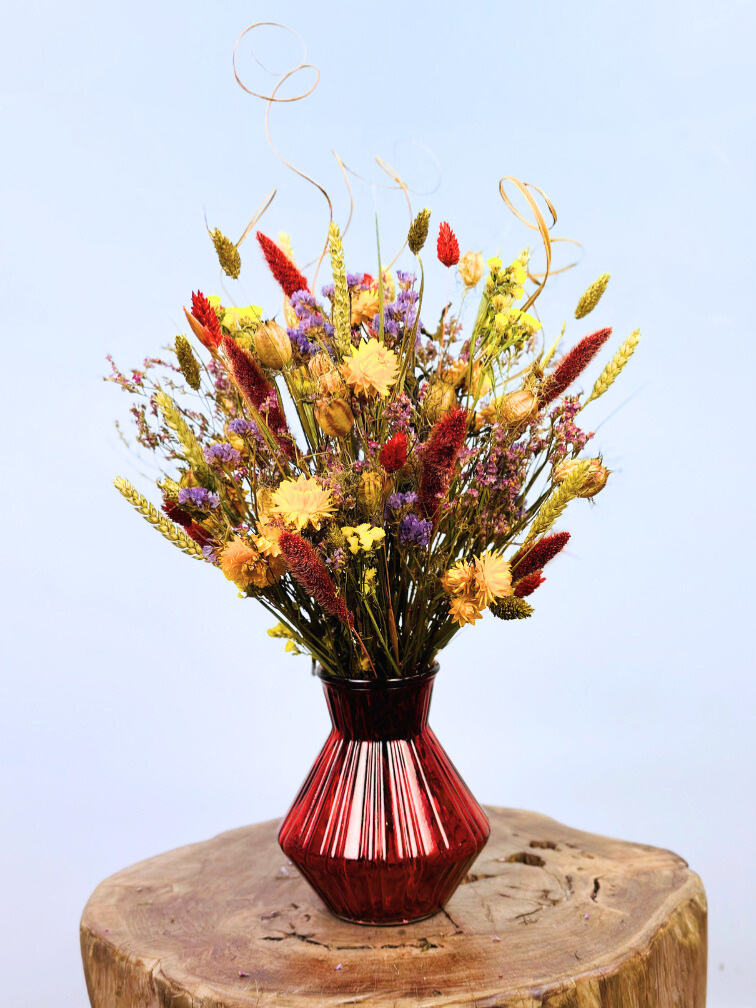 Bouquet of dried flowers "Happy Flower Field" Incl. vase | 45cm