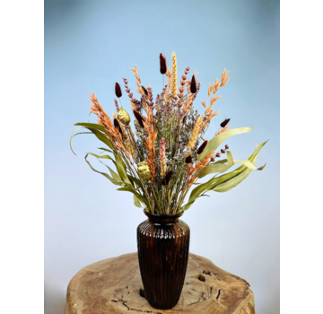 Bouquet di fiori secchi "I colori del vento" - incluso vaso marrone | 50cm