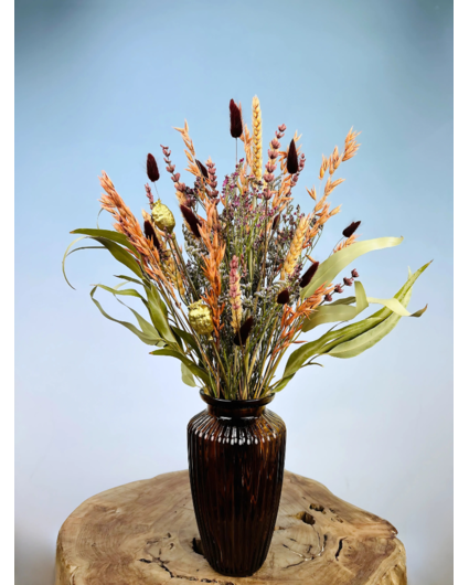 Bouquet di fiori secchi "I colori del vento" - incluso vaso marrone | 50cm