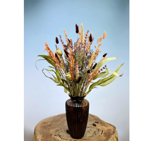 Bouquet di fiori secchi "I colori del vento" - incluso vaso marrone | 50cm