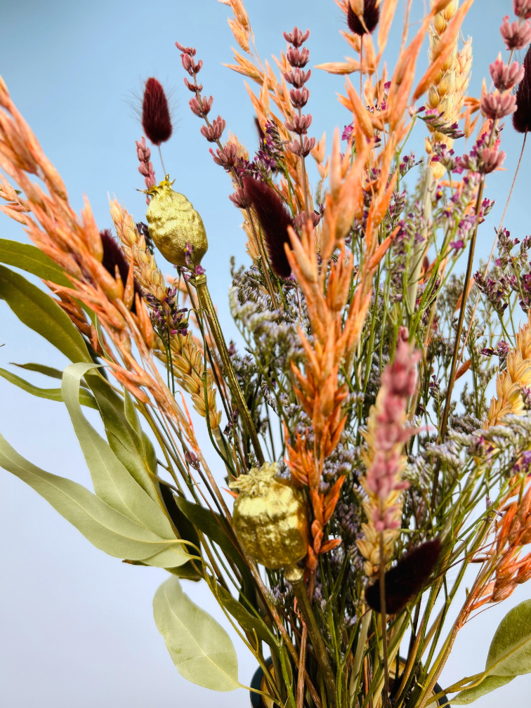Bouquet di fiori secchi "I colori del vento" - incluso vaso marrone | 50cm