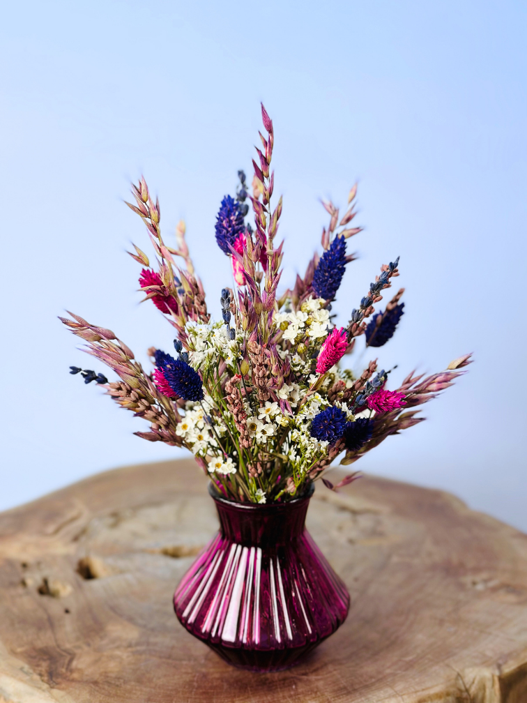 Bouquet de fleurs séchées "Sugar Crush" incl. vase | 3 couleurs